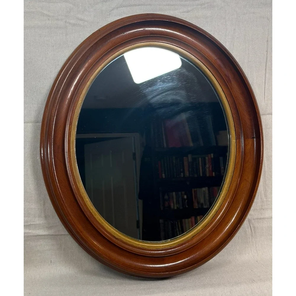 Vintage 1945 Toledo Plate Oval Mahogany Mirror Clinton IA Theatre Gold 22x19